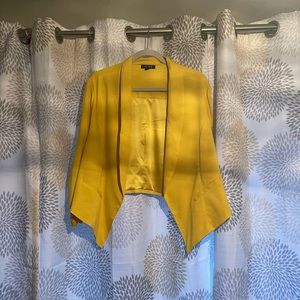 Torrid lemon yellow crepe open front blazer